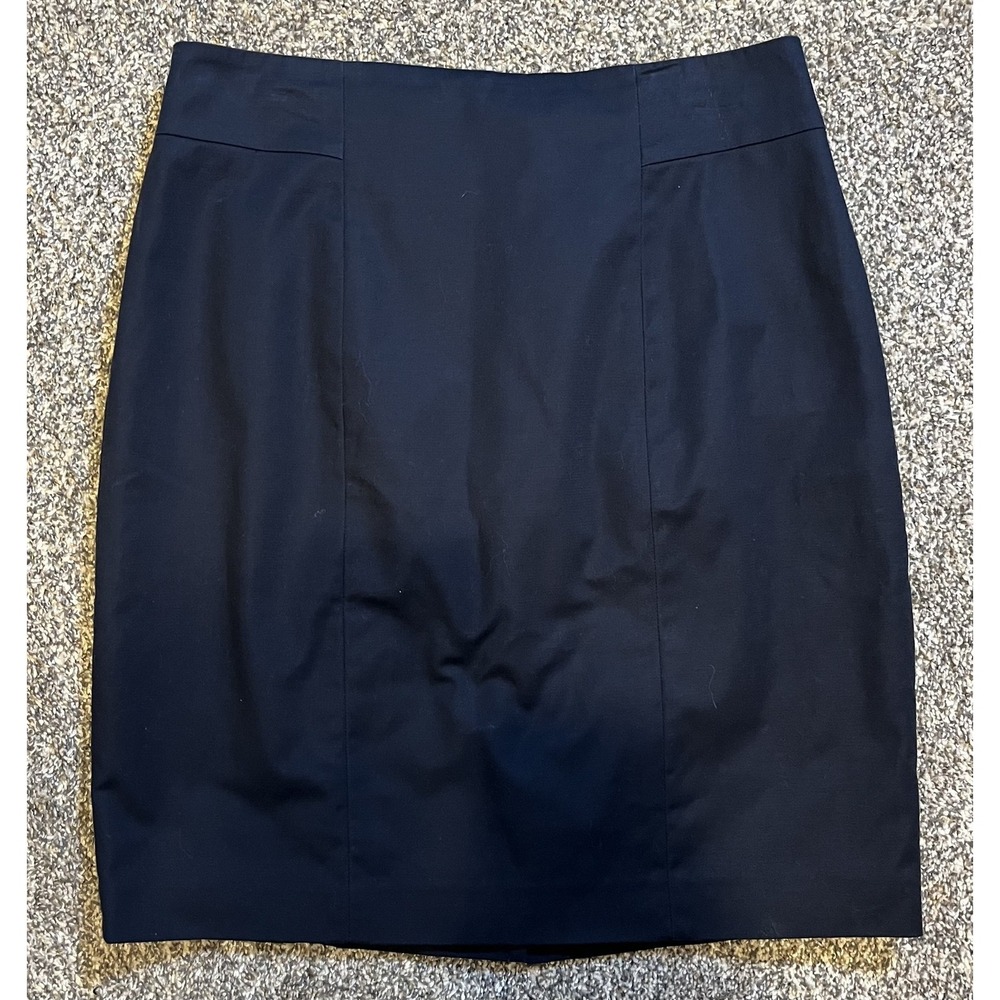 Tahari Skirt Womens Size 10 Navy Blue Stretch Pencil Lined Back Zip Career Work